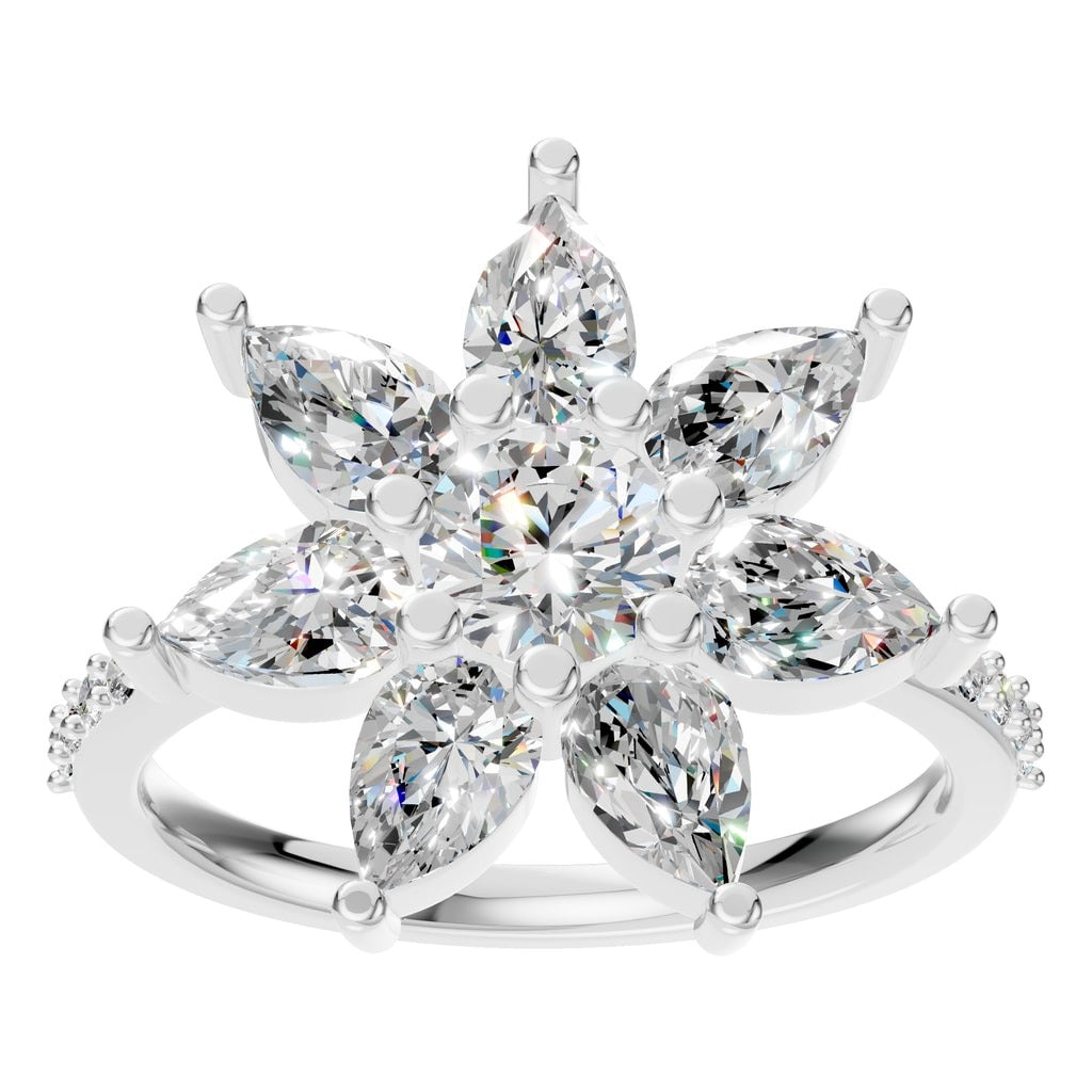 RI-0462 White Gold Ring SET - Front View