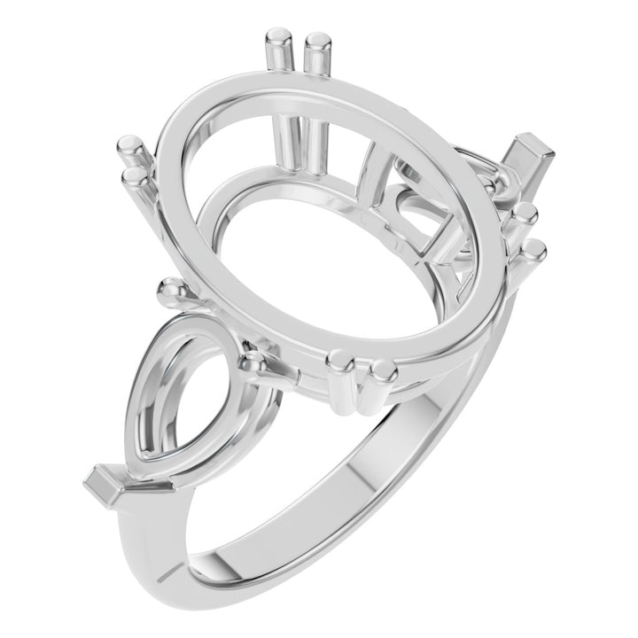 Three Stone Ring Mounting - Oval 15x9mm