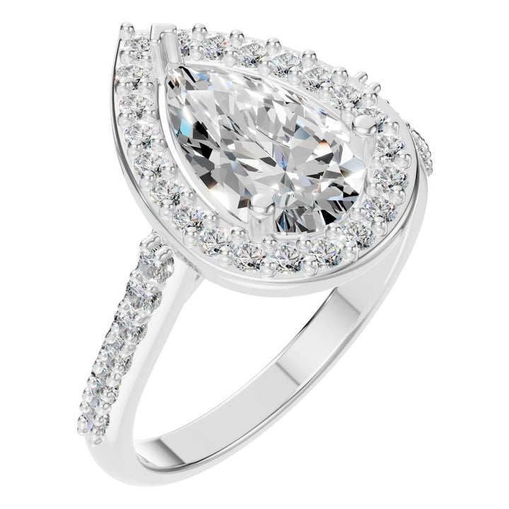 Accented Halo Ring Mounting - Pear 10x6mm