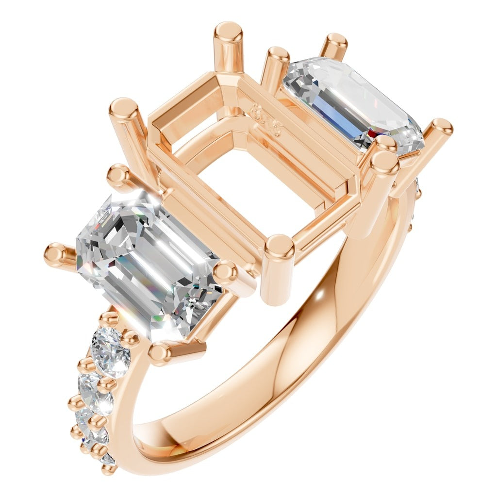 RI-1149 Rose Gold Ring SEMISET - Main View