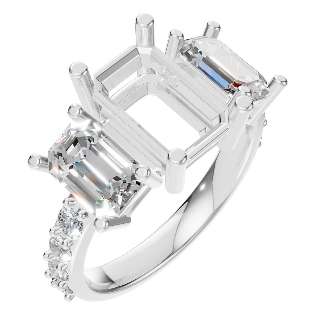 RI-1149 White Gold Ring SEMISET - Main View