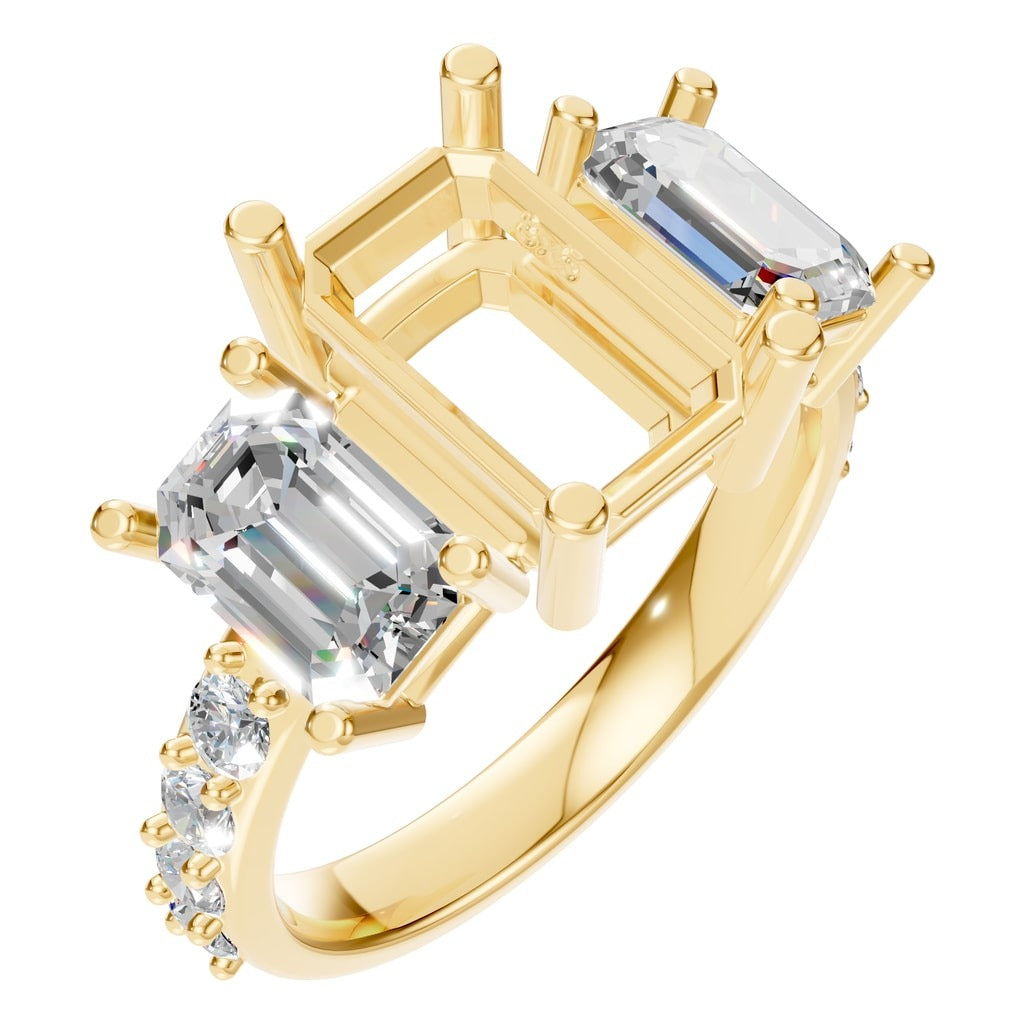 RI-1149 Yellow Gold Ring SEMISET - Main View