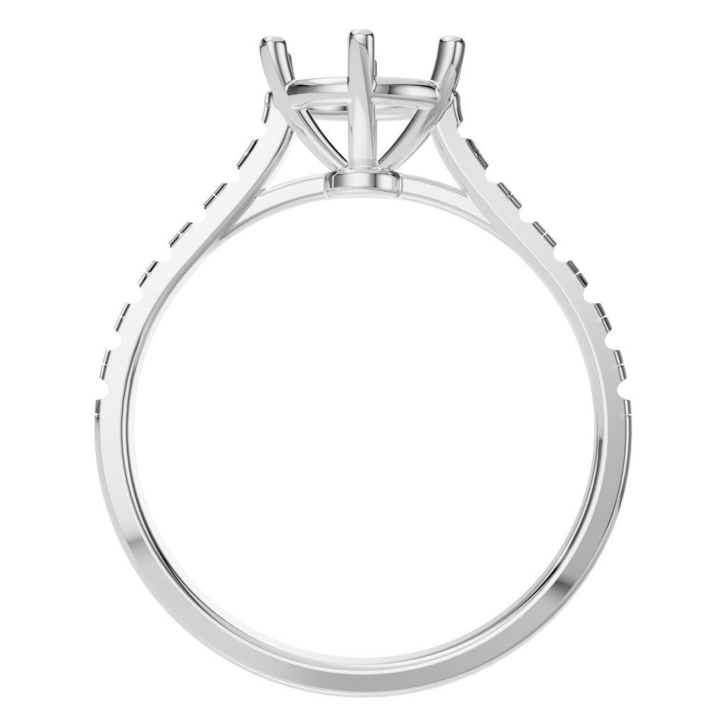 RI-1175 White Gold Ring UNSET - Top View