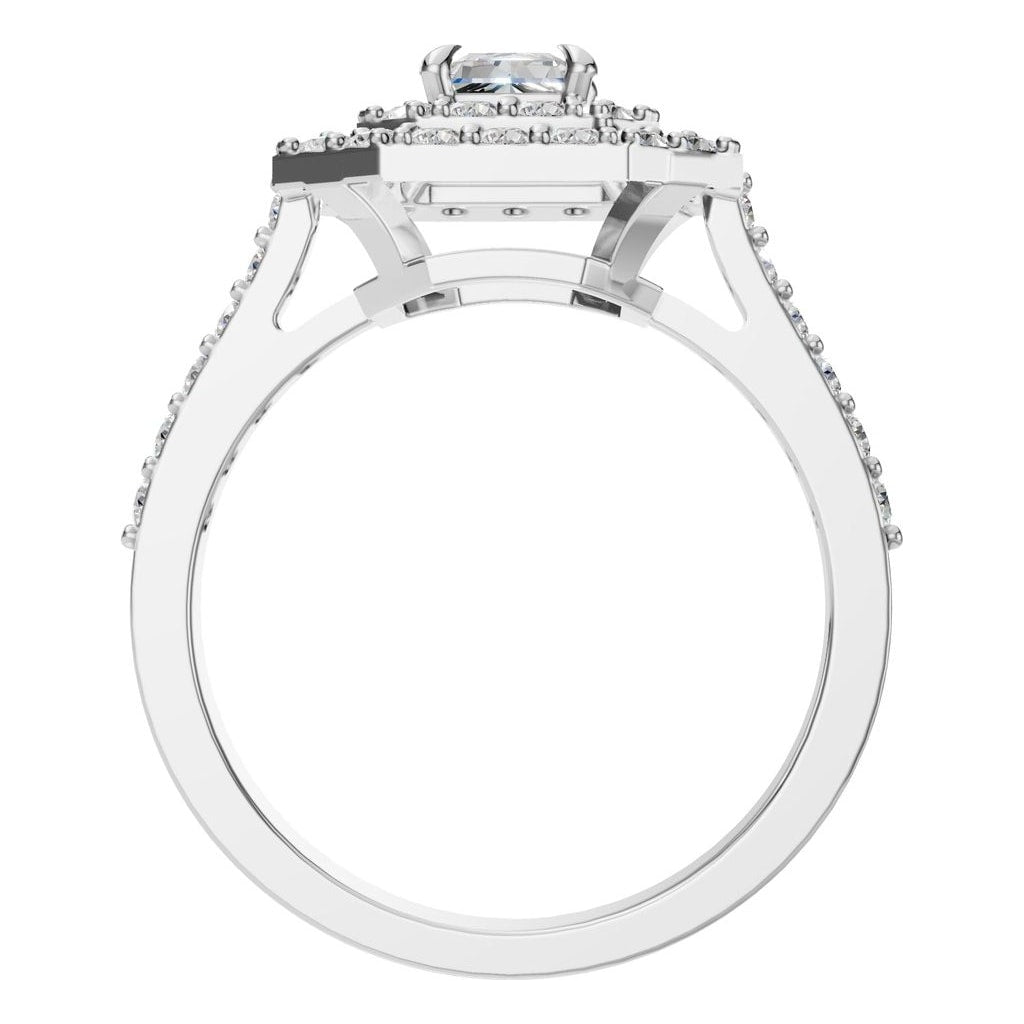 RI-1221 White Gold Ring SET - Top View