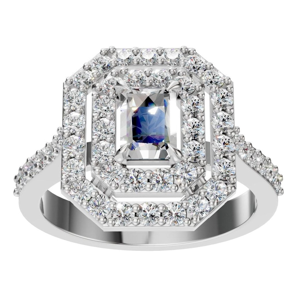 RI-1221 White Gold Ring SET - Front View