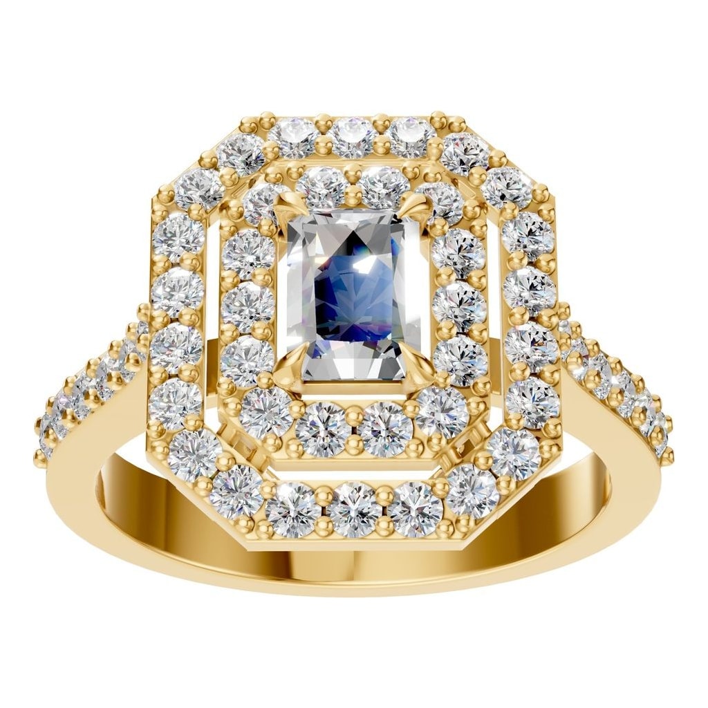 RI-1221 Yellow Gold Ring SET - Front View