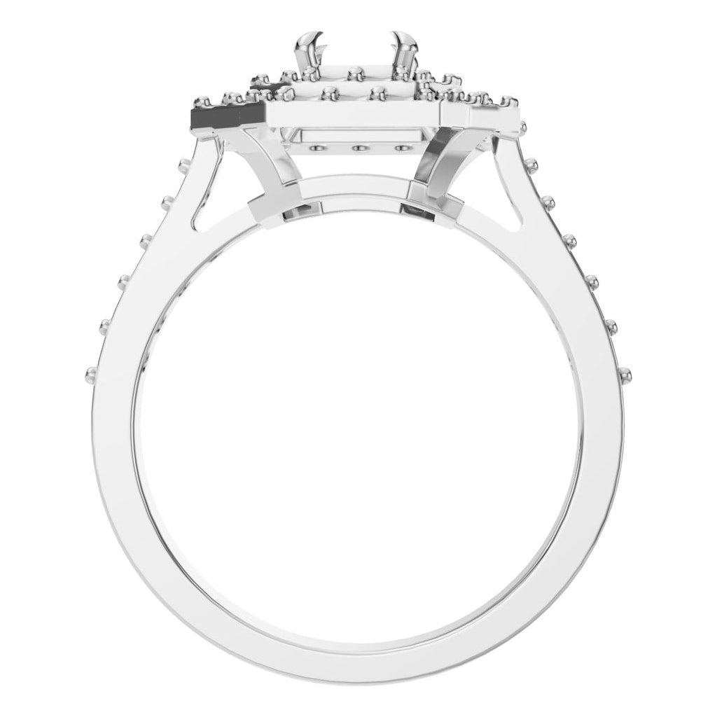 RI-1221 White Gold Ring UNSET - Top View