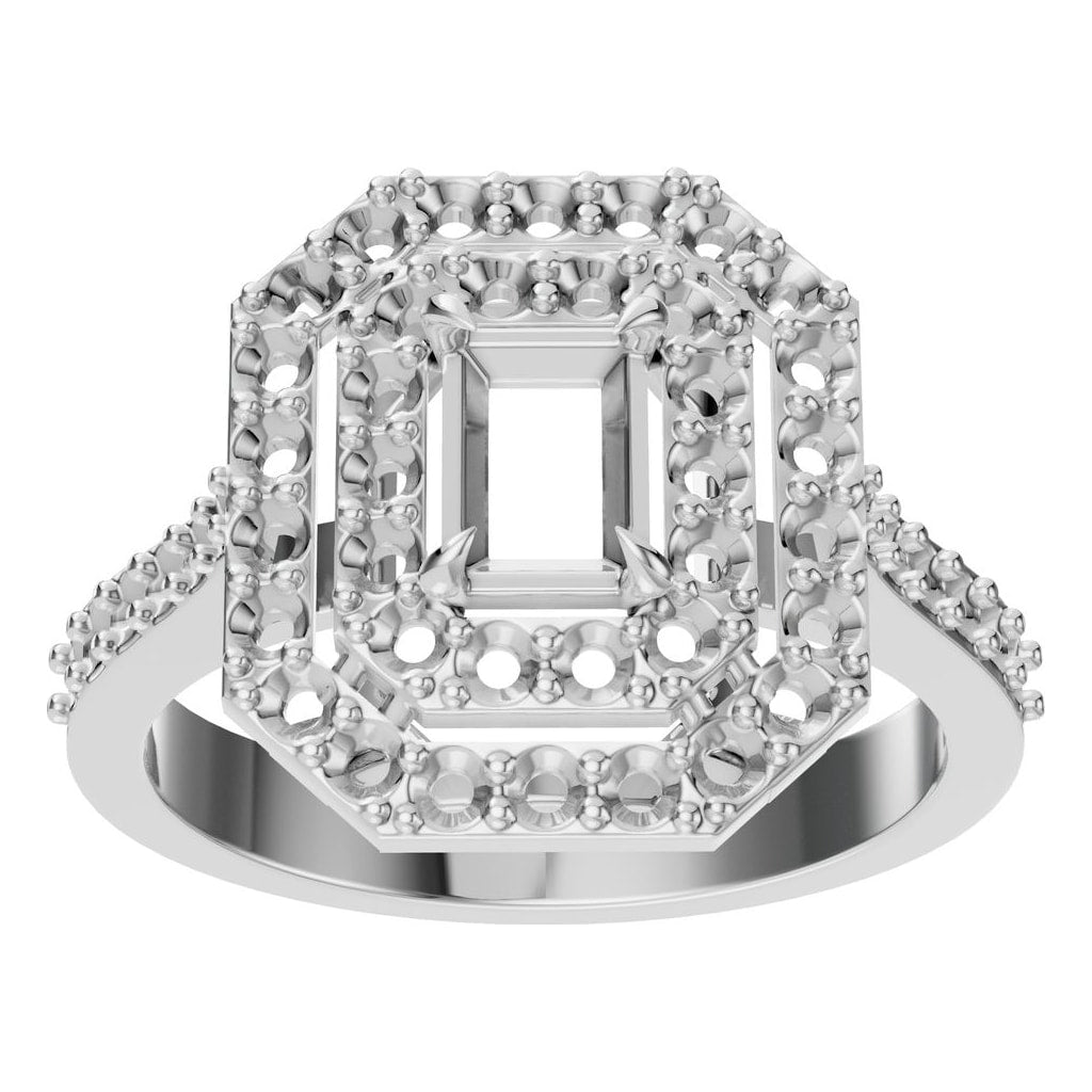 RI-1221 White Gold Ring UNSET - Front View