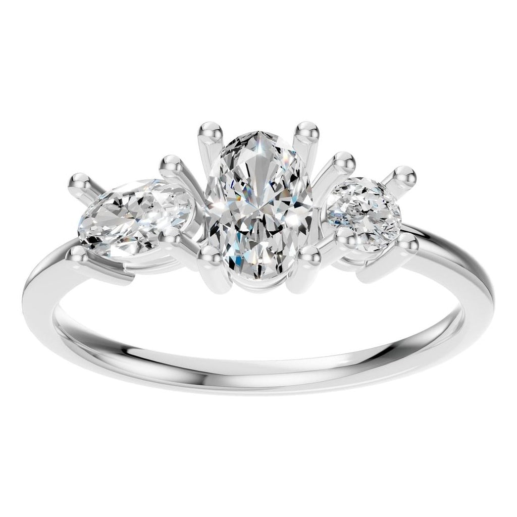 RI-1338 White Gold Ring SET - Front View