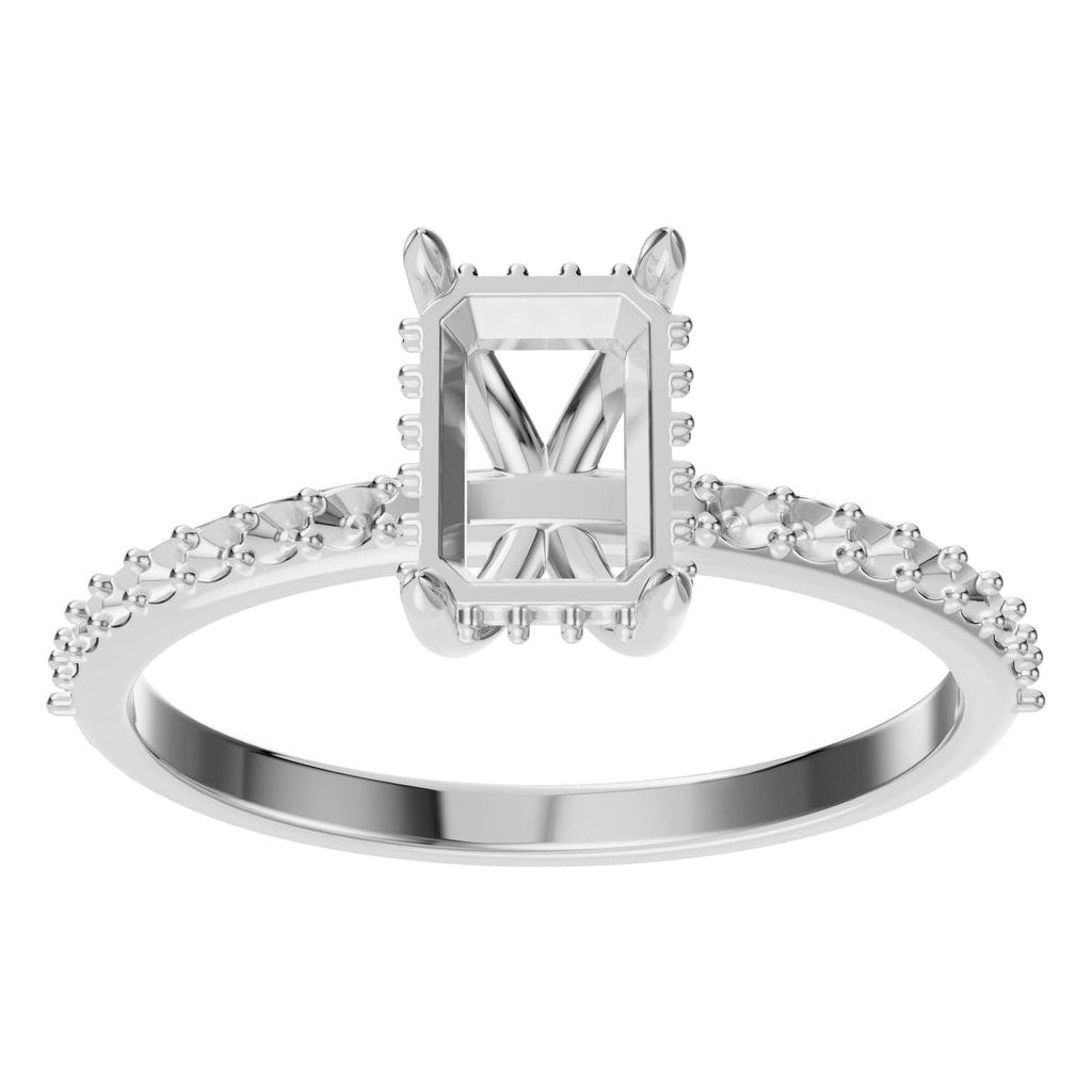 RI-1363 White Gold Ring UNSET - Front View