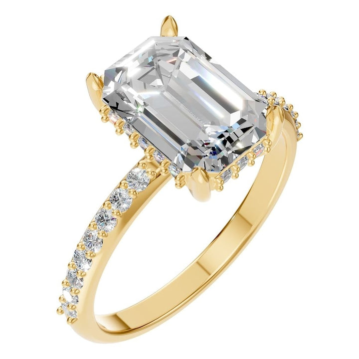 Accented Hidden Halo Ring Mounting - Emerald 10x7mm