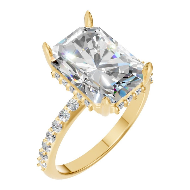 Accented Hidden Halo Ring Mounting - Emerald 11x8mm