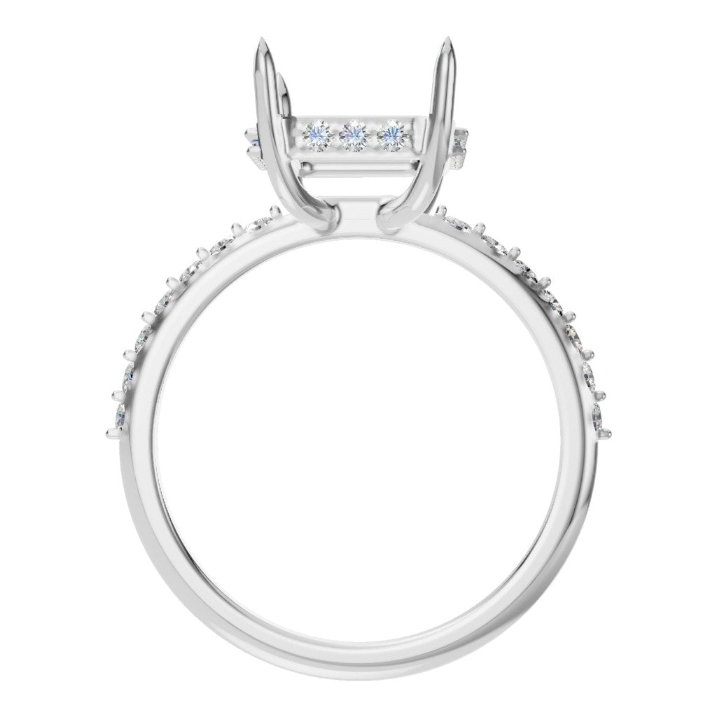 RI-1363 White Gold Ring UNSET - Top View