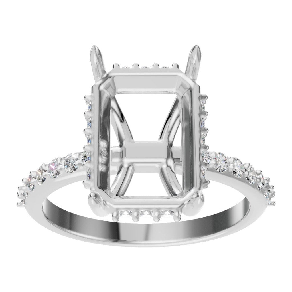 RI-1363 White Gold Ring UNSET - Front View