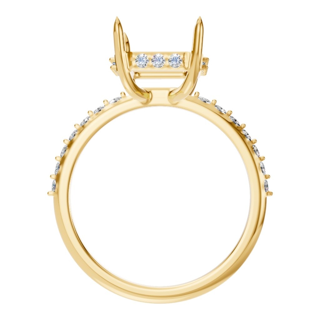 RI-1363 Yellow Gold Ring UNSET - Top View