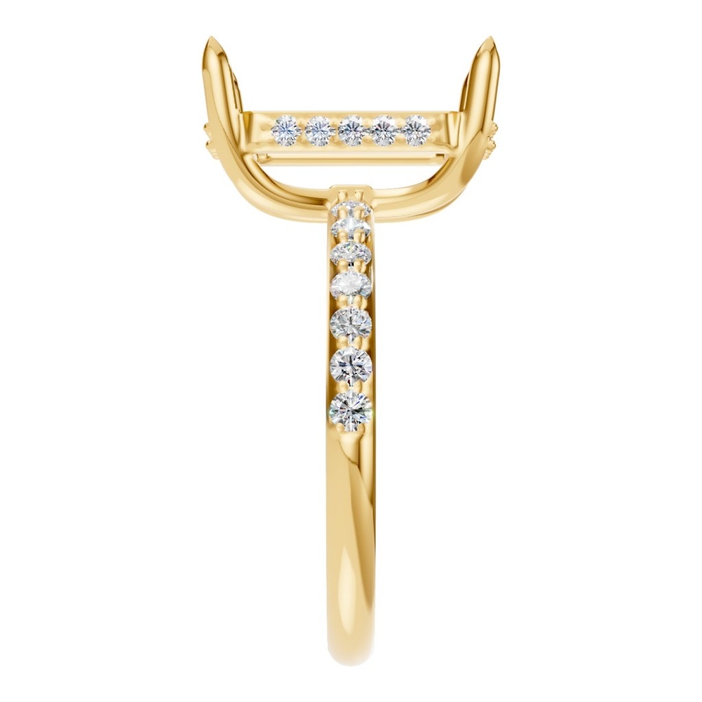 RI-1363 Yellow Gold Ring UNSET - Side View