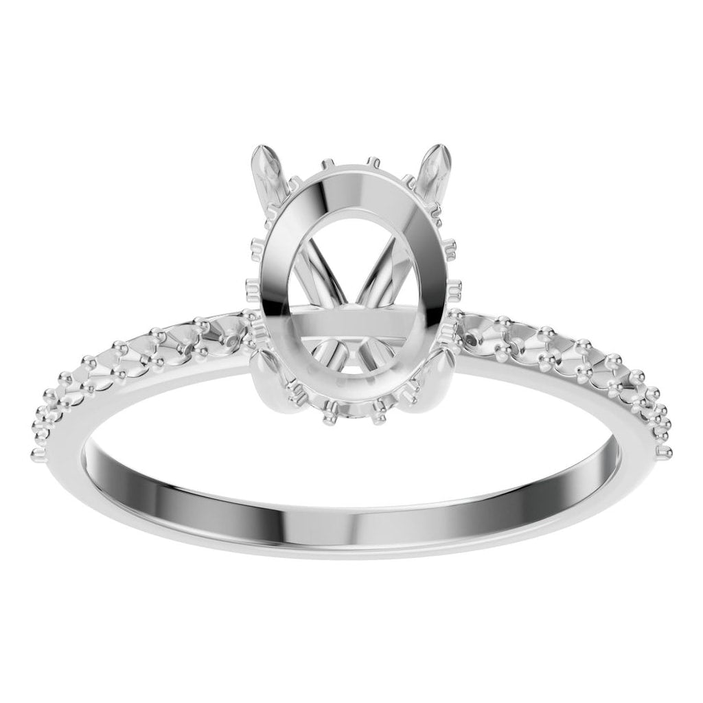 RI-1363 White Gold Ring UNSET - Front View