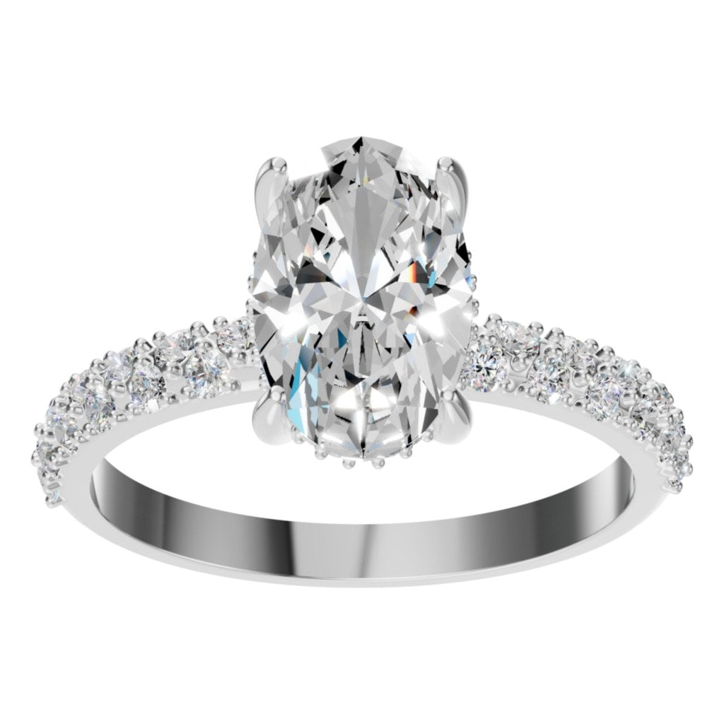 RI-1415 White Gold Ring SET - Front View