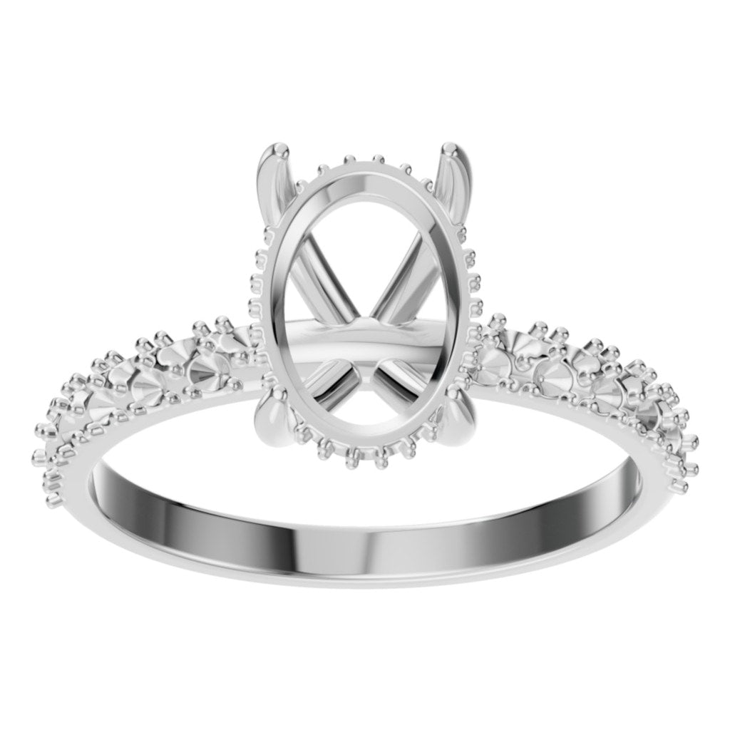 RI-1415 White Gold Ring UNSET - Front View