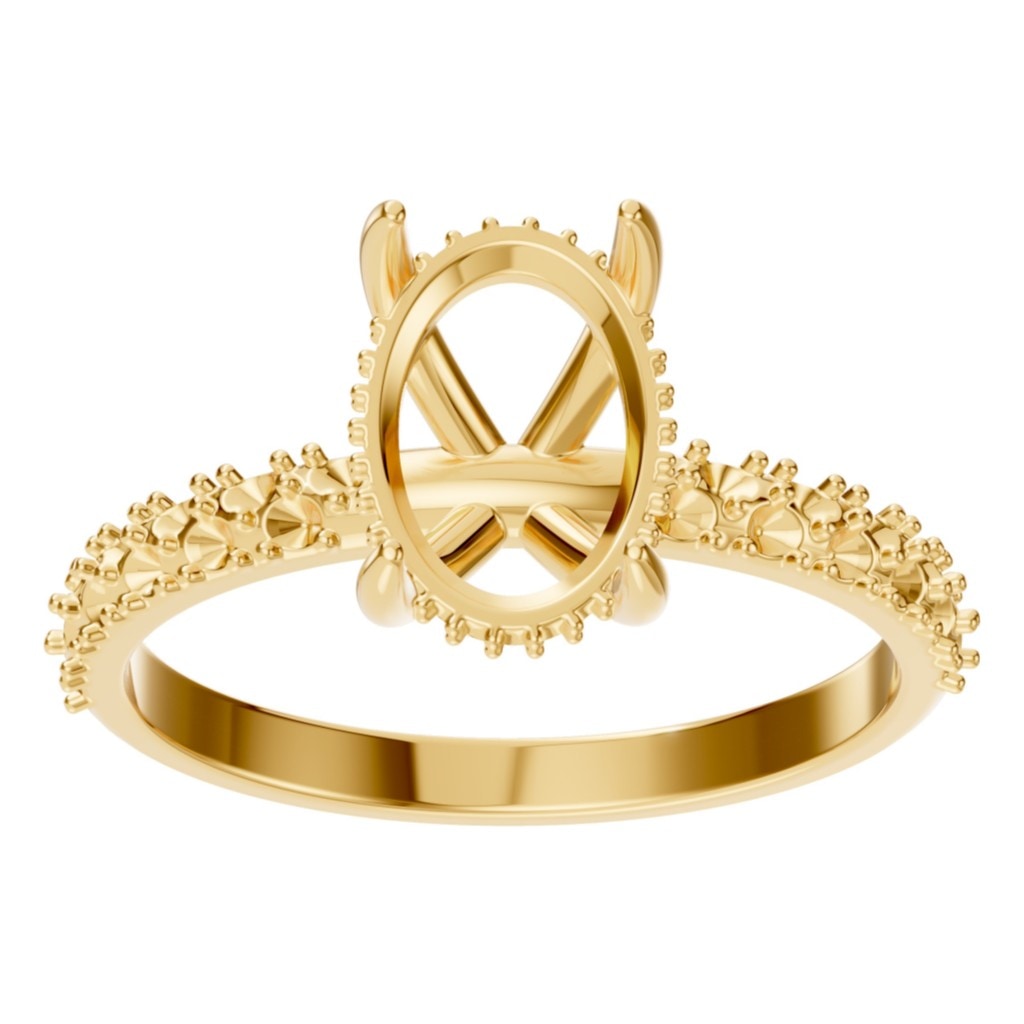 RI-1415 Yellow Gold Ring UNSET - Front View