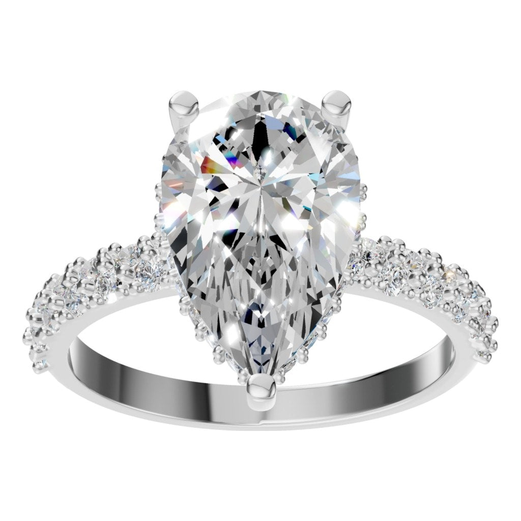 RI-1415 White Gold Ring SET - Front View