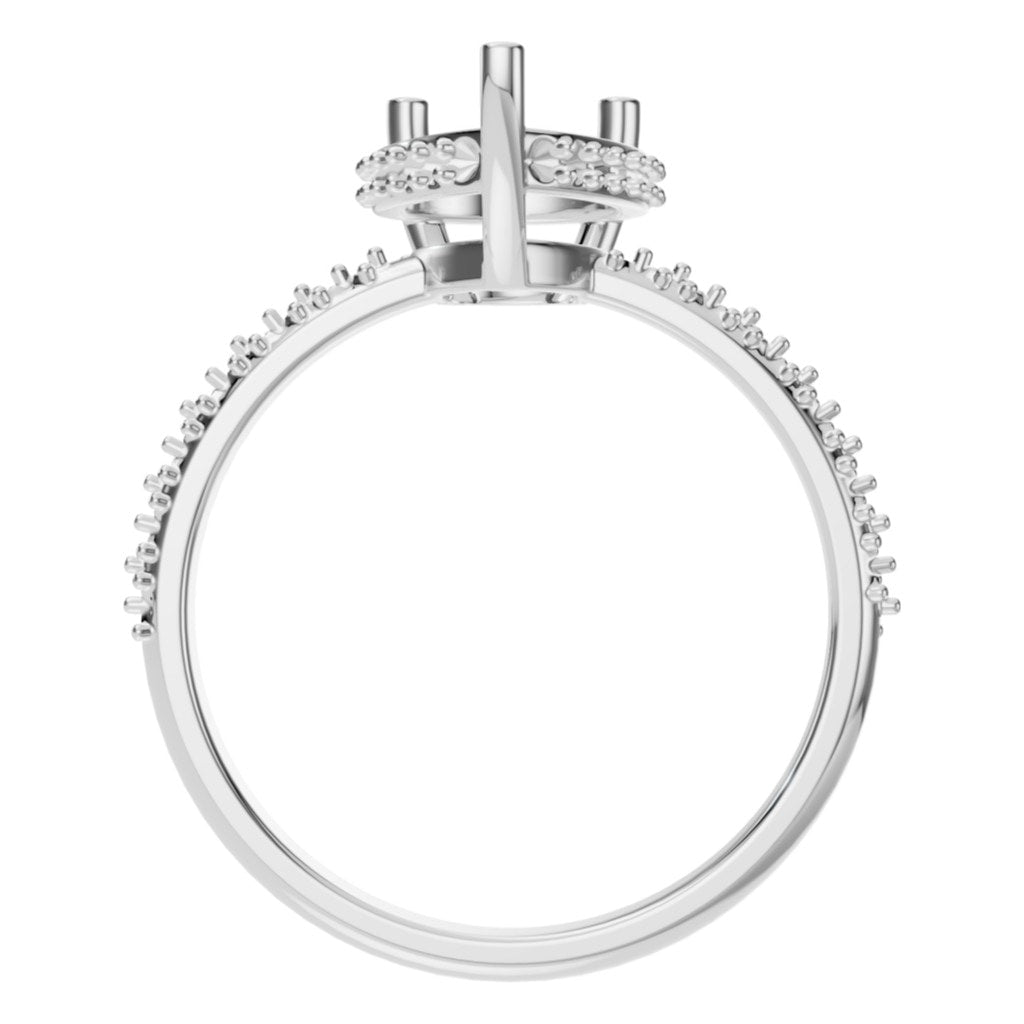 RI-1415 White Gold Ring UNSET - Top View