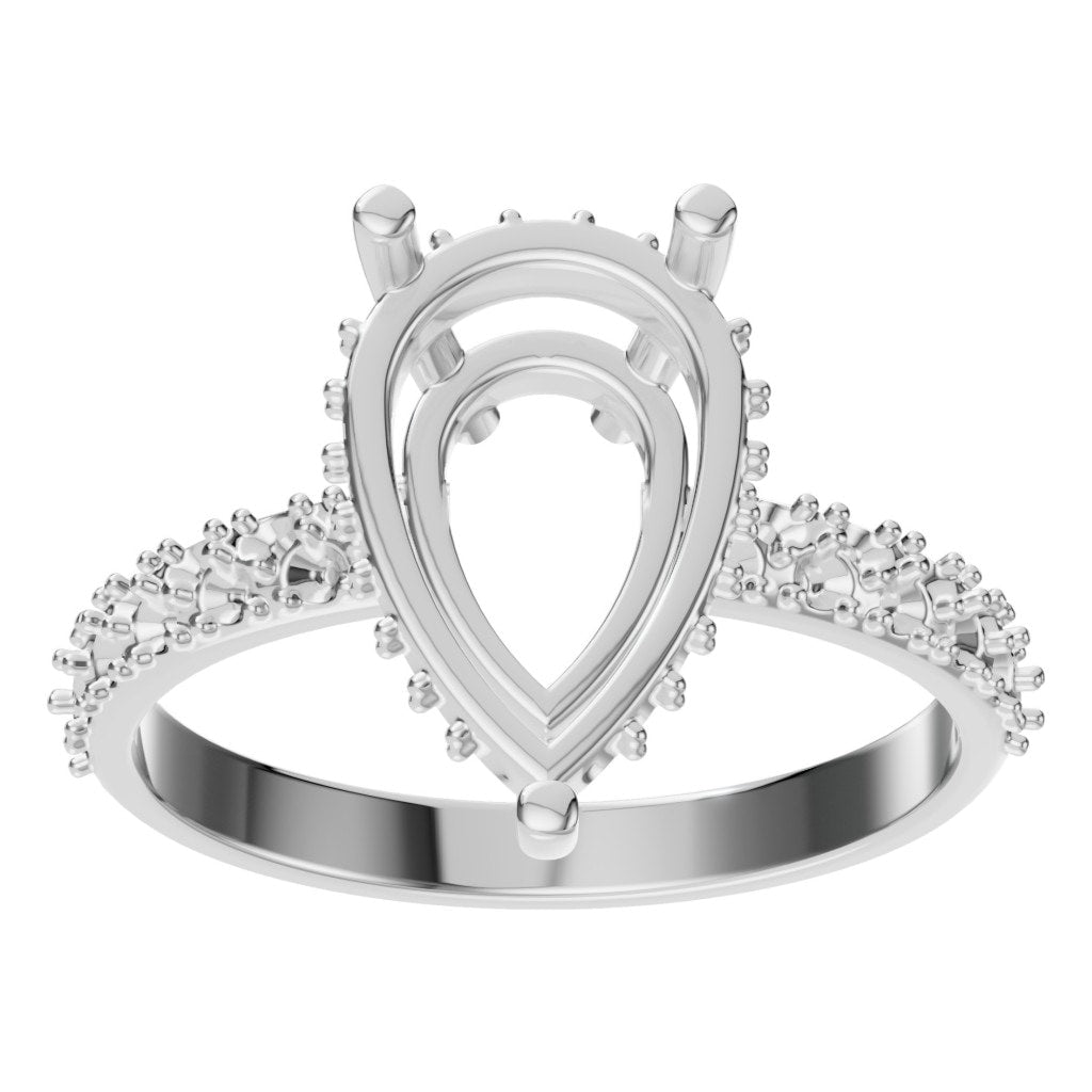 RI-1415 White Gold Ring UNSET - Front View