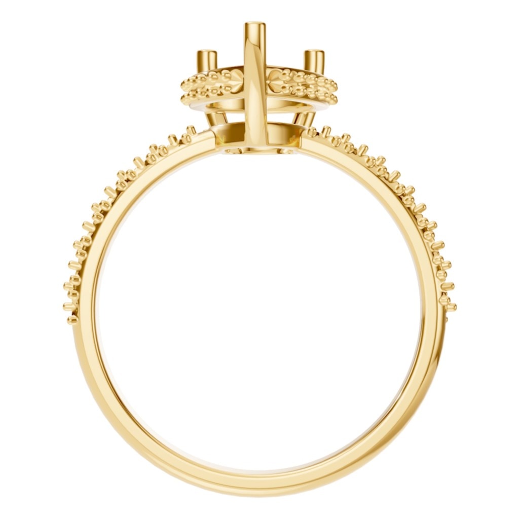 RI-1415 Yellow Gold Ring UNSET - Top View
