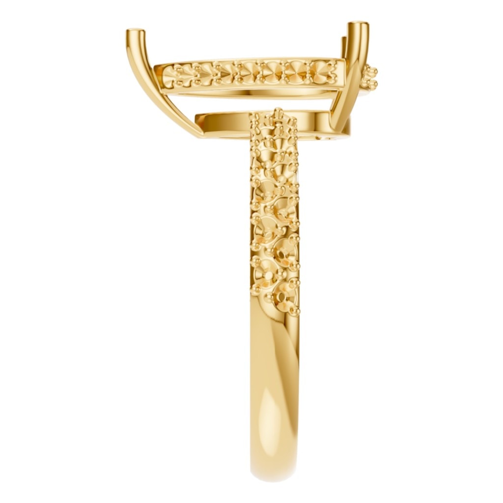 RI-1415 Yellow Gold Ring UNSET - Side View