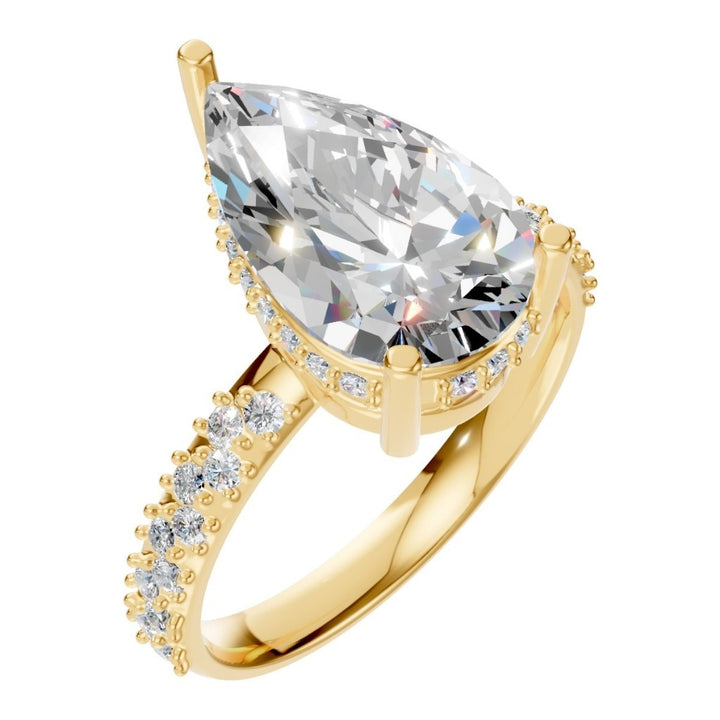 Accented Hidden Halo Ring Mounting - Pear 13x8mm