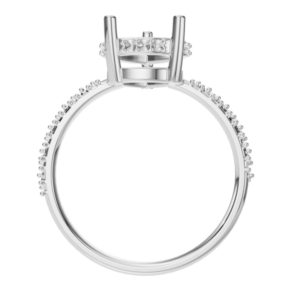 RI-1415 White Gold Ring UNSET - Top View