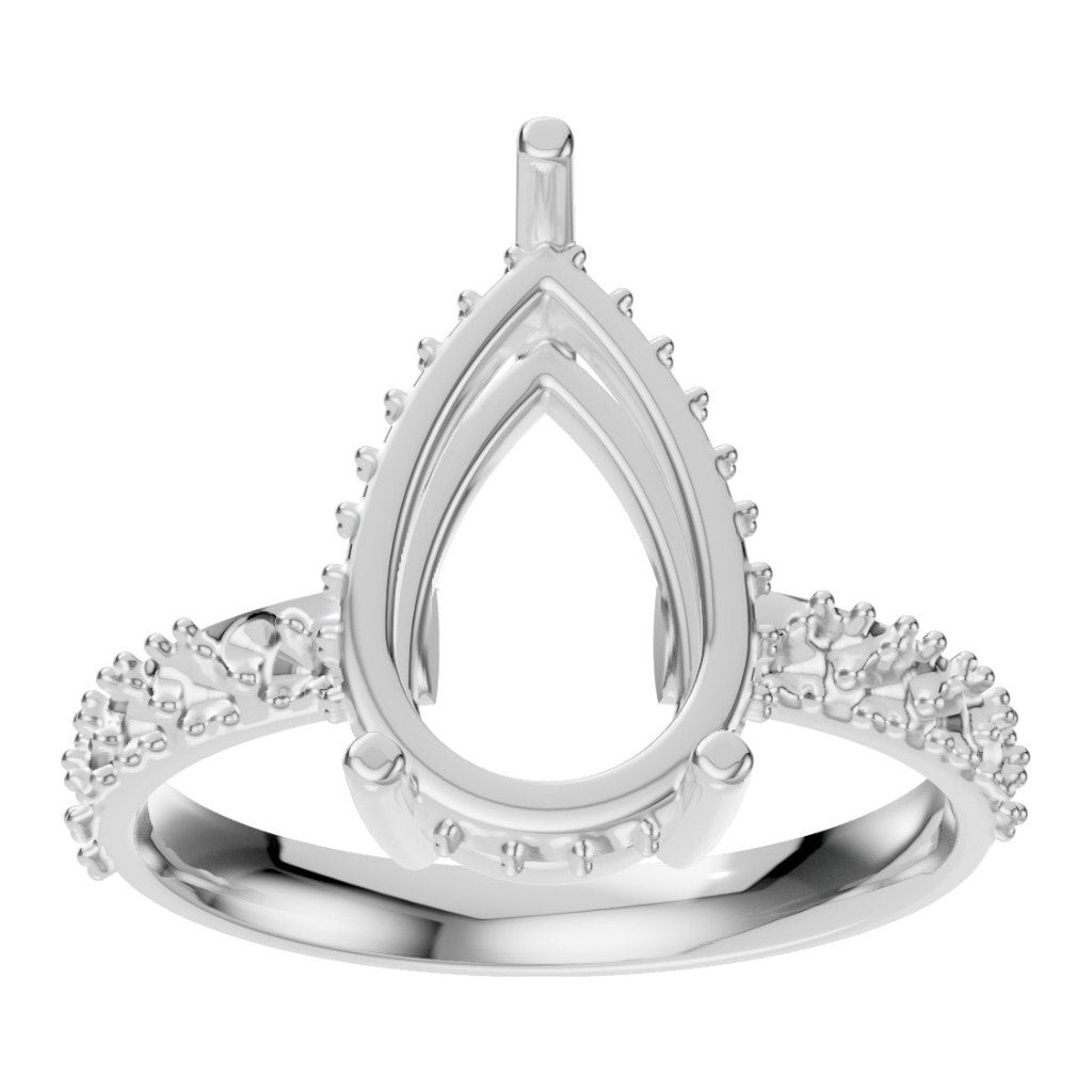 RI-1415 White Gold Ring UNSET - Front View