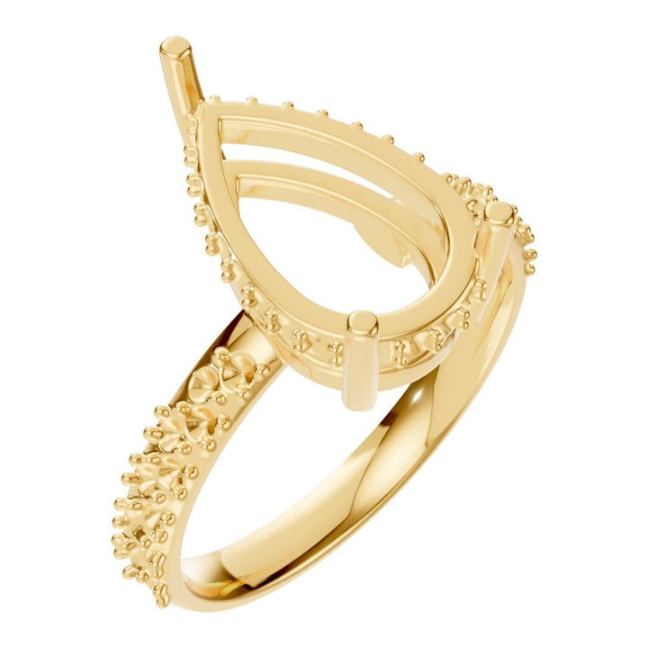 Accented Hidden Halo Ring Mounting - Pear 13x8mm