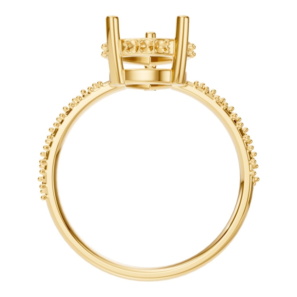 RI-1415 Yellow Gold Ring UNSET - Top View