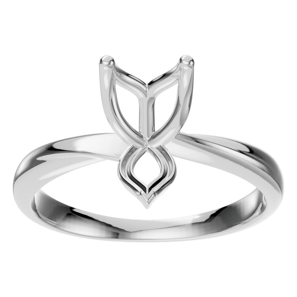 RI-1434 White Gold Ring UNSET - Front View