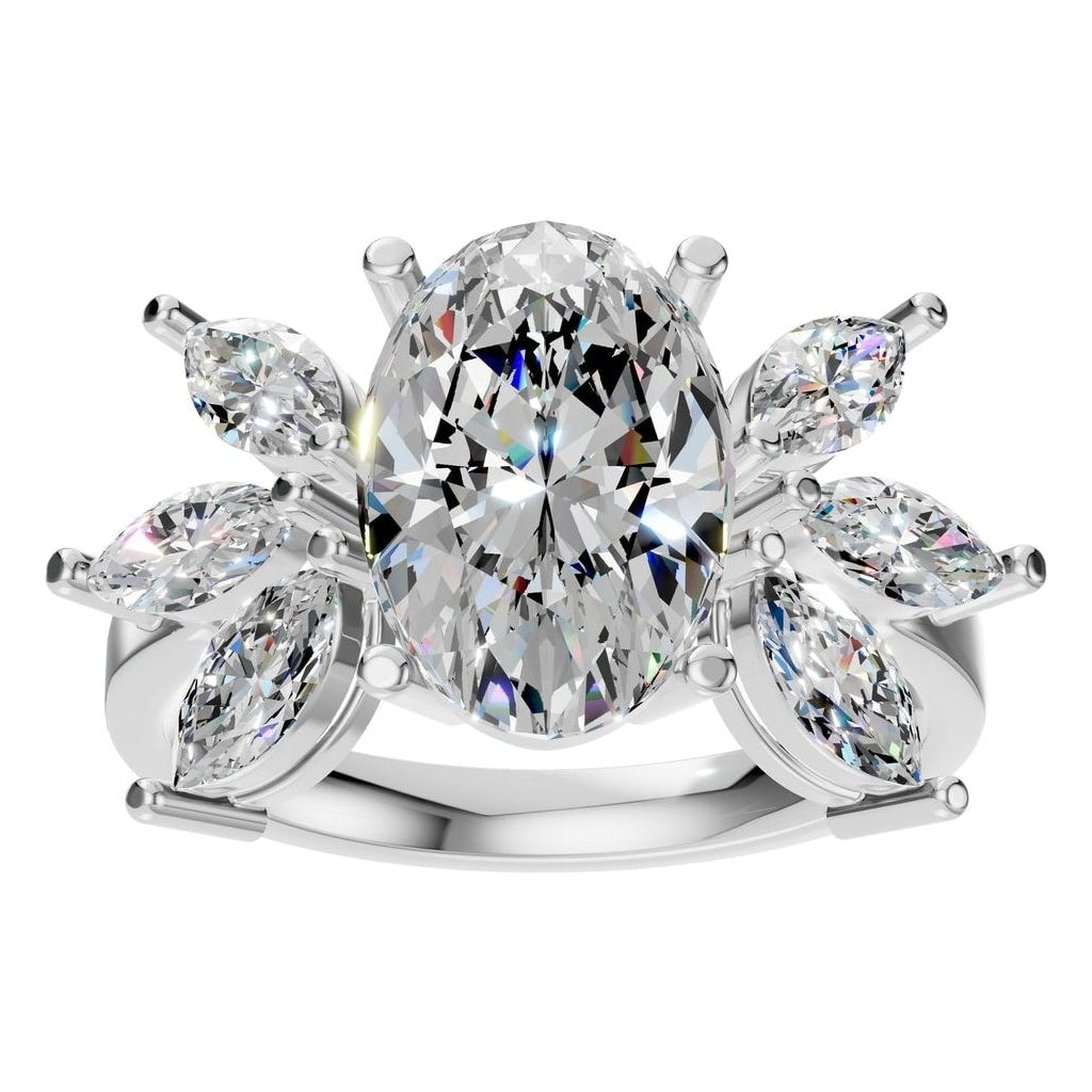 RI-1524 White Gold Ring SET - Front View