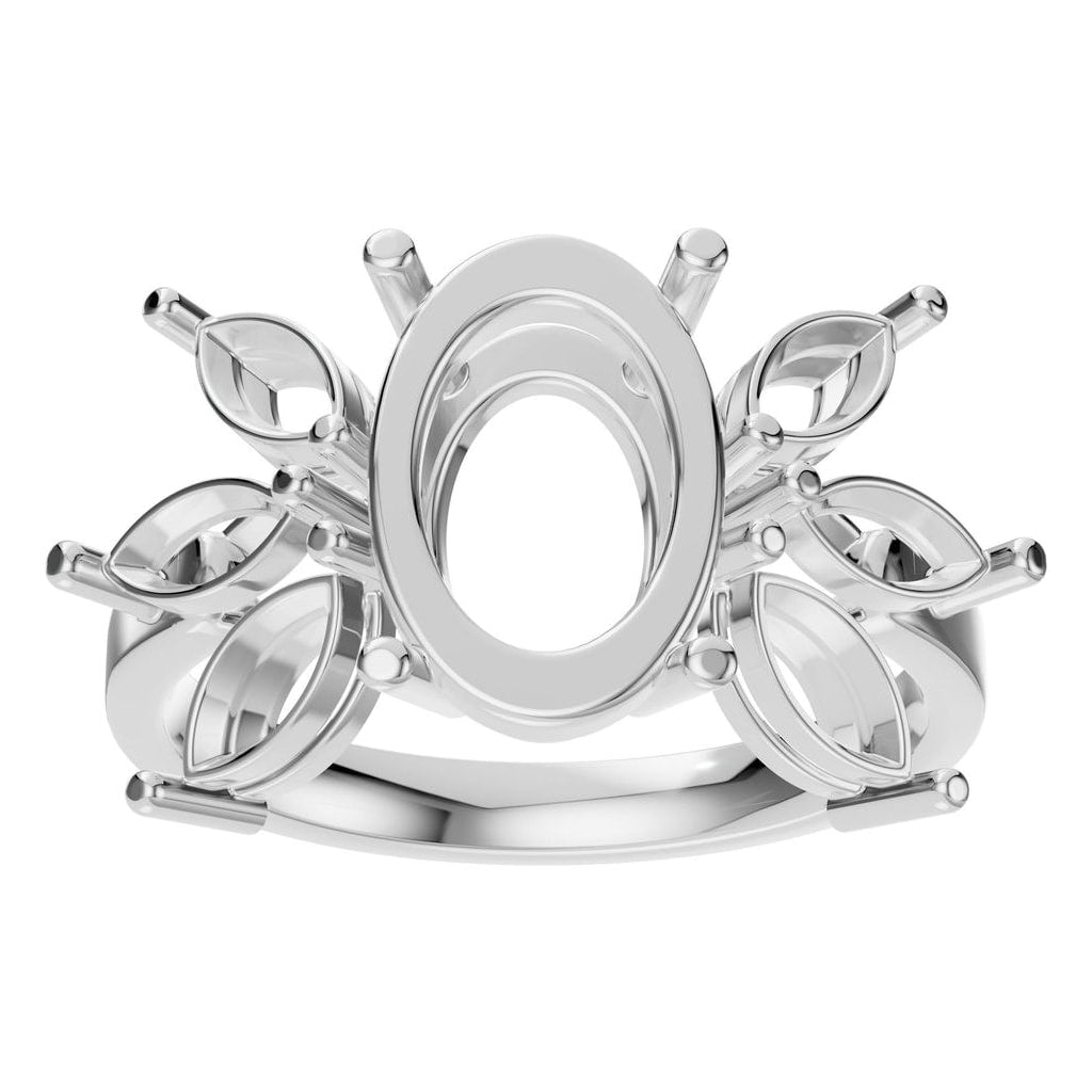 RI-1524 White Gold Ring UNSET - Front View