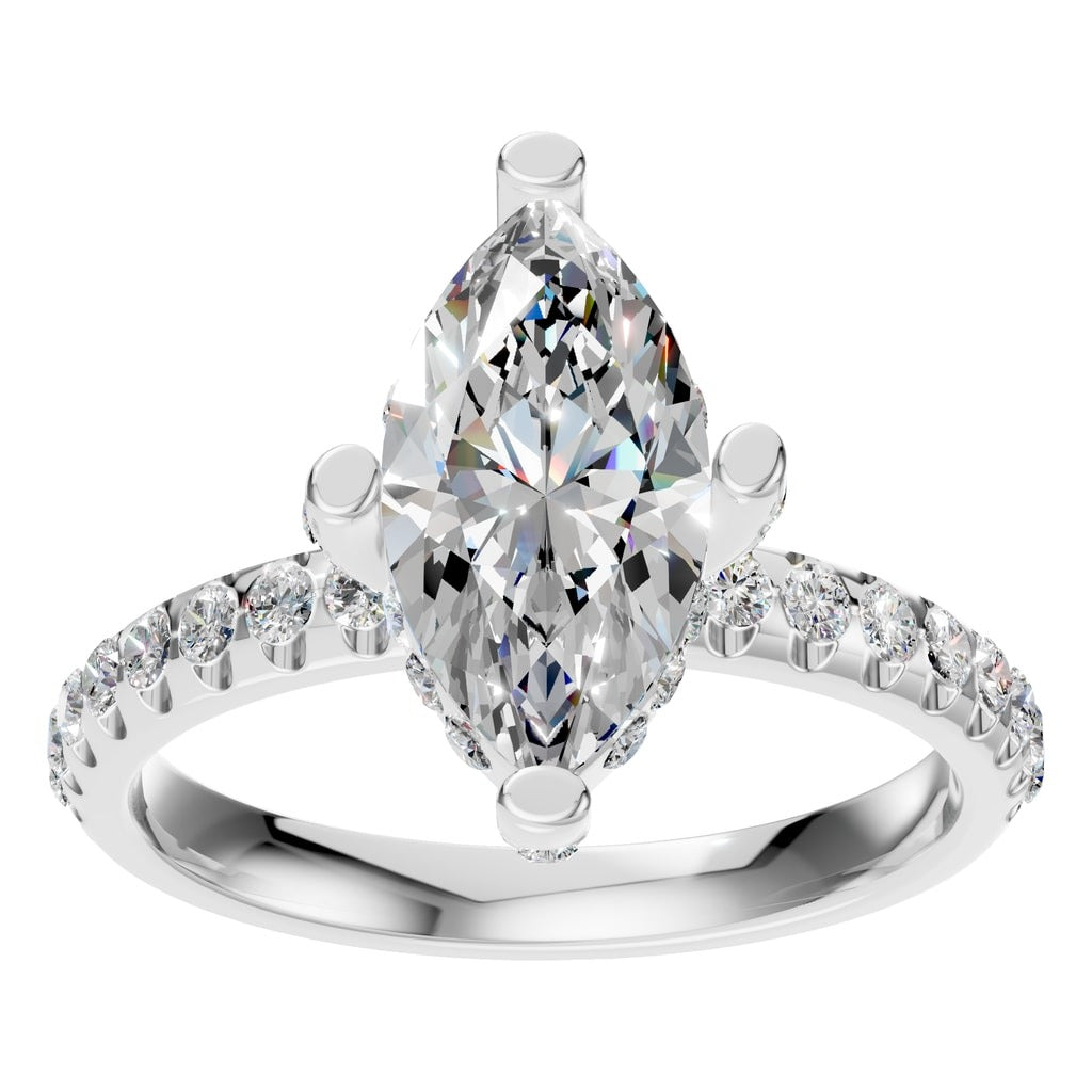 RI-1555 White Gold Ring SET - Front View