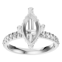 RI-1555 White Gold Ring UNSET - Front View