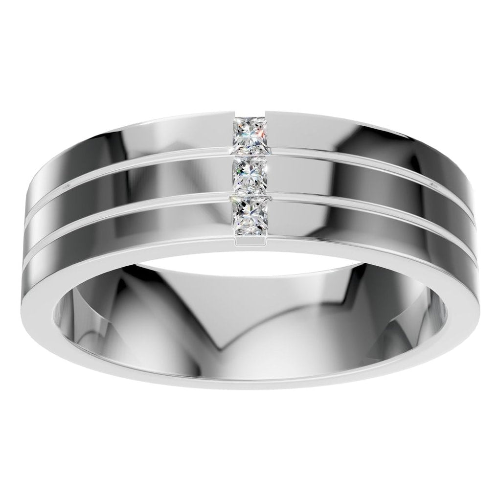 RI-1812 White Gold Ring SET - Front View
