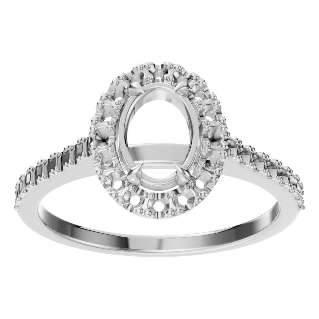 RI-1895 White Gold Ring UNSET - Front View