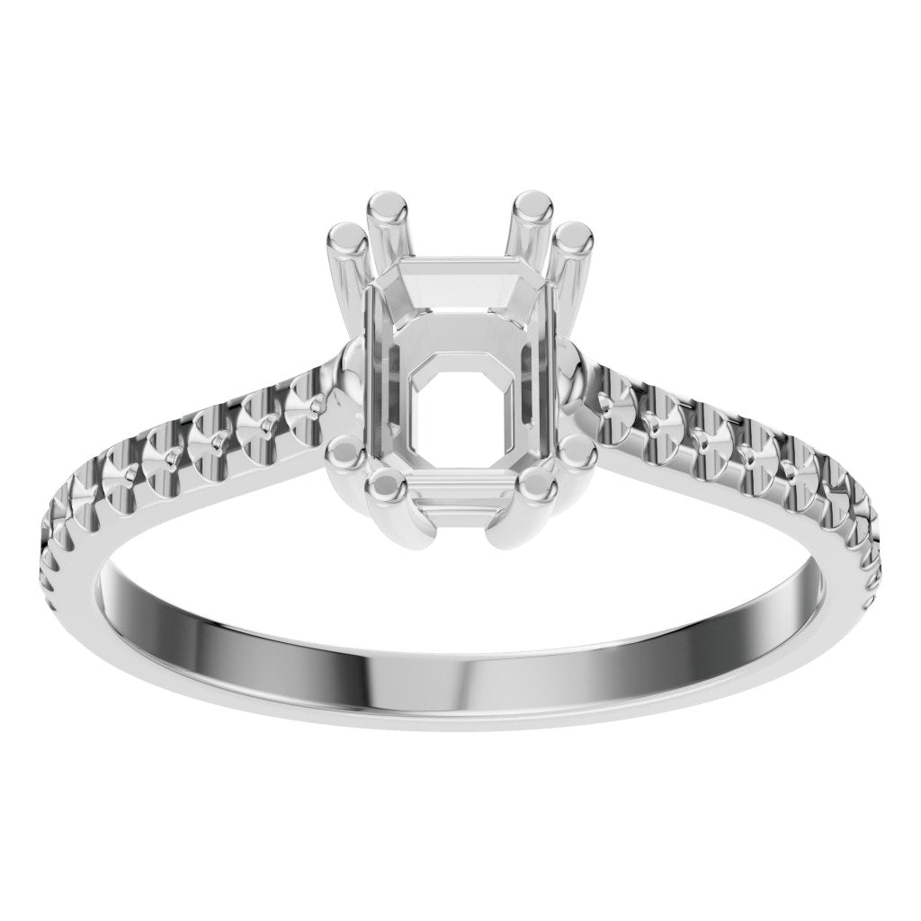 RI-2104 White Gold Ring UNSET - Front View