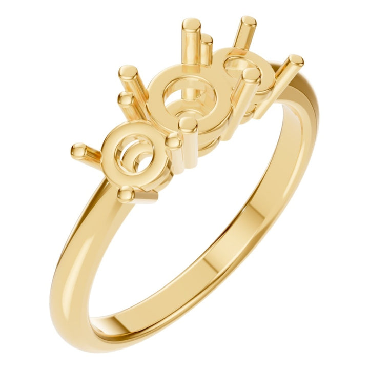 Three Stone Ring Mounting - Round 5mm