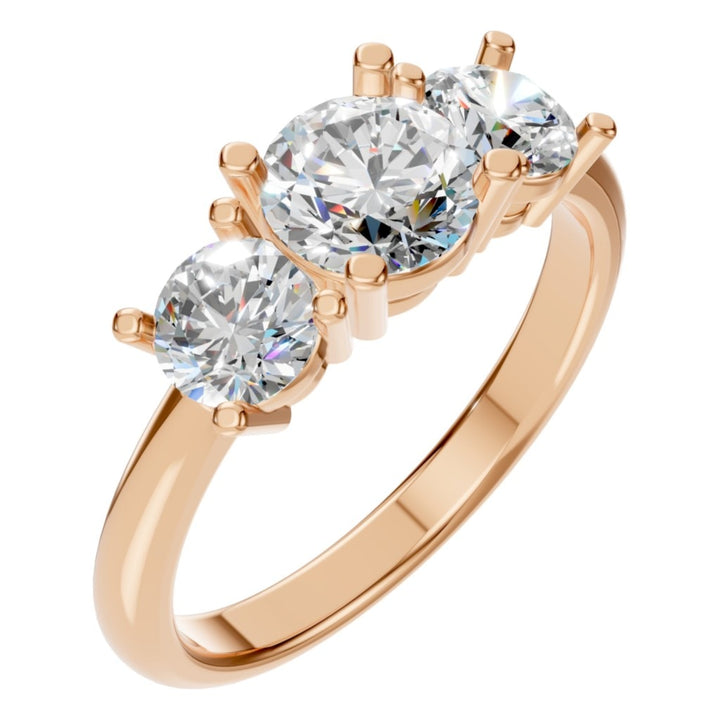 Three Stone Ring Mounting - Round 5.6mm