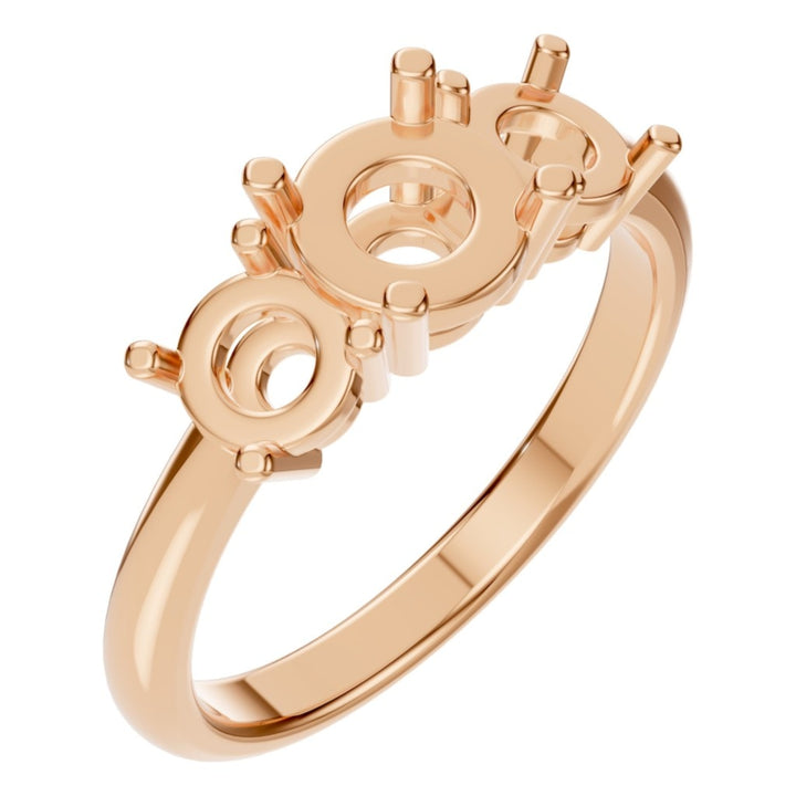 Three Stone Ring Mounting - Round 5.6mm