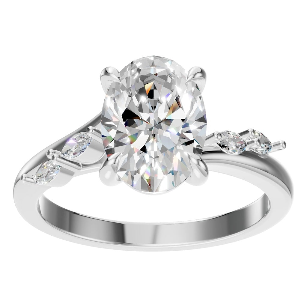 RI-2368 White Gold Ring SET - Front View
