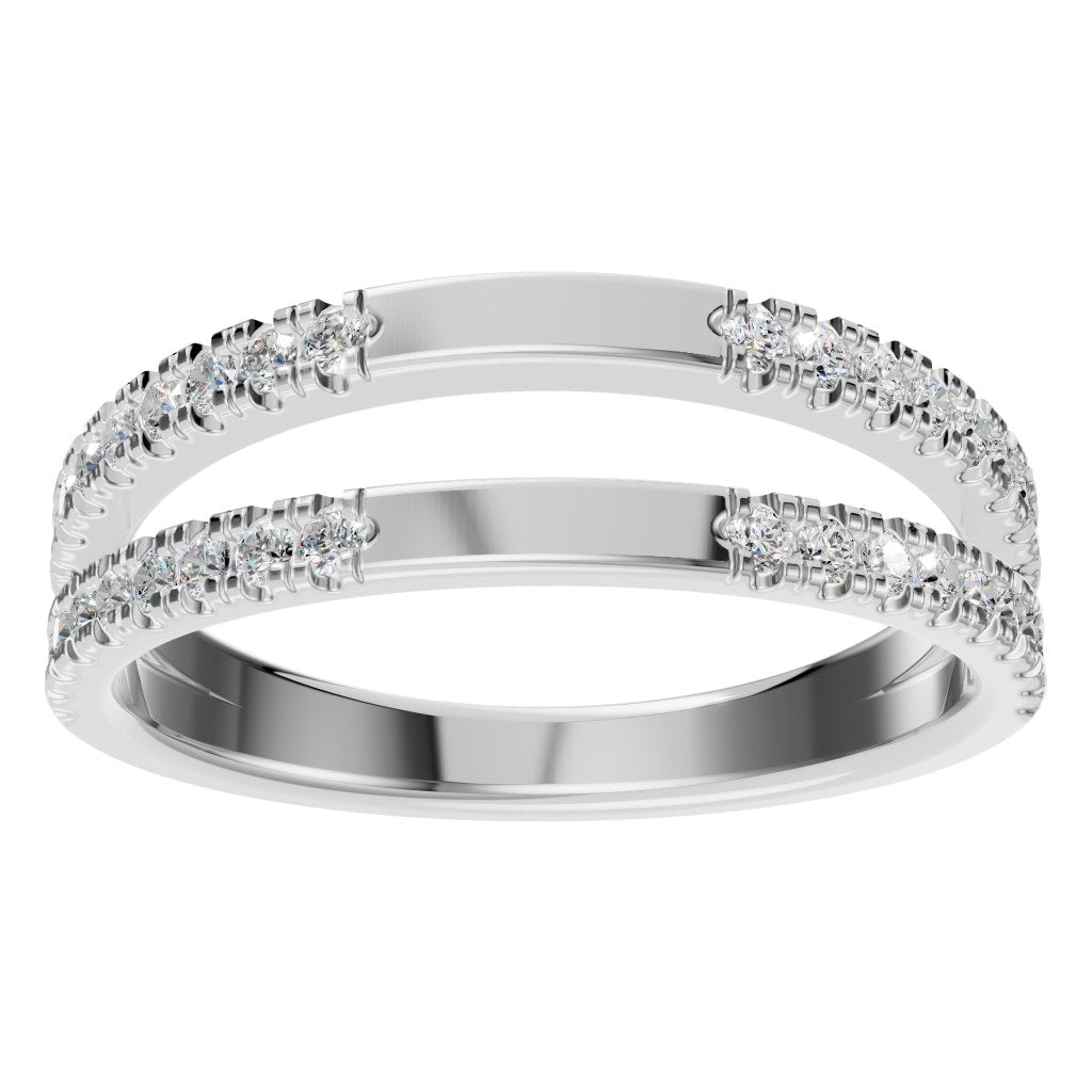 RI-2459 White Gold Ring SET - Front View