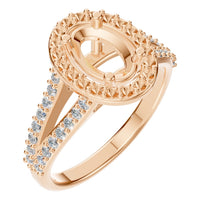 RI-2542 Rose Gold Ring SEMISET - Main View