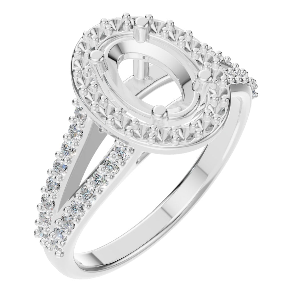 RI-2542 White Gold Ring SEMISET - Main View