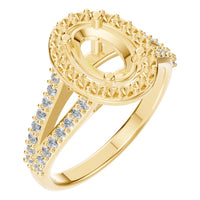 RI-2542 Yellow Gold Ring SEMISET - Main View